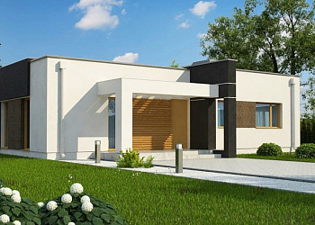 Проект современного дома с плоской крышей из газобетона